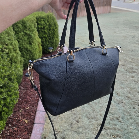 Coach Black Pebbled Leather Prairie Satchel Crossbody Handbag With Hang Tag - Picture 14 of 15